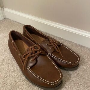 Men’s Tommy Hilfiger Classic Brown Leather Boat Shoes Size 9